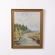Landscape painting on canvas from around the 1950s. The artwork is presented in a gilt frame and ...