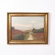 Painting on canvas depicting a path leading through the countryside to a farmhouse from around ...
