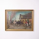 Atmospheric painting on canvas featuring a motif of horses. The artwork is signed and framed, ...