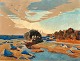Sinding, Knud (1875 - 1946) Denmark: Landscape with a stream. Watercolor. Signed 1928. 49 x 64 ...
