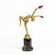 Art Deco cold-painted bronze on stepped black marble ...