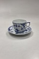 Royal Copenhagen Blue Flute Half Lace Coffee Cup and Saucer No. 626. Measurements - Cup: 6.5 cm ...