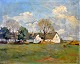 Meyer, Jacob (1895 - 1971) Denmark: A farm. Oil on masonite. Signed 1955. 33 x 41 cm.Unframed!
