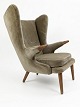 Beautiful Teddy Bear chair by Svend Skipper upholstered in original green velvet. Nails in teak. ...