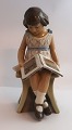 Dahl Jensen. Porcelain figurine. Girl with book. Model # 1107. Height 22 cm. (2 quality)
