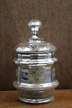 Rare 19th century lidded jar in Mercury Glass, decorated with hand-painted floral motif and ...
