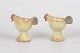 Lisa Larson for Gustavsberg, set of two egg cups.Two decorative hen-shaped egg cups in glazed ...