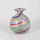 Murano art glass vase.Spherical hand-blown art glass vase with colourful spiral murrine ...