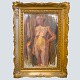 Academy painting, model study of a naked woman. Around 1900.With gold frame. Oil on ...