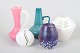 Set of five art glass vases and art glass objects.Collection of five decorative art glass ...