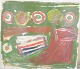 Bengt Johansson, abstract composition, listed Swedish artist.Colourful abstract composition ...