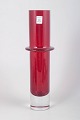 Zwiesel, handmade ruby red glass vase.Elegant cylindrical vase in hand-blown glass with a ...