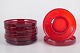 Kjell Blomberg for Gullaskruf, set of eight dessert plates.Set of eight red pressed glass ...