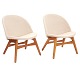 Pair of lounge chairs by Ejvind A. Johannson, Denmark, manufactured by Pontoppidan. H: 63cm. W: 58cm. S H: 41cm. D: 74cm