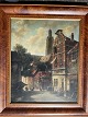 David Ronald (20 årh):Hollandsk bymotiv.Olie på træ.Sign.. David Ronald56x46 (72x62)