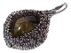 Niels Østergaard Knudsen, large sterling silver brutalist pendant with green stone that is ...