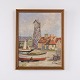 Painting on canvas signed B. Tandberg depicting Dragør Harbour. The work captures the ...