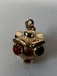 Lamp with red and green stone Pendant / Charms in 14 carat goldStamped 585Height with eyelet ...