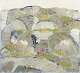 Abstract landscape, oil on canvas, dated 1962.Abstract landscape featuring soft organic ...