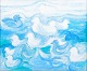 Harry W. Svensson, "Birds in Stormy Water", modernist oil painting, listed Swedish ...