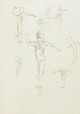 Eileen Alice Soper, "Sliding on the Ice I", drawing, listed British artist.Delicate and ...
