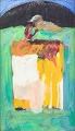 João Moreira, oil painting on board, listed Portuguese visual artist.Abstract composition ...