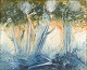 Sven-Göran Svensson G:son, oil painting, listed Swedish visual artist.Expressive woodland ...