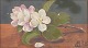 Danish floral still life, oil on board.Naturalistic floral still life depicting a blossoming ...