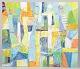 Lucja Szostak, oil on paper, listed Polish visual artist.Abstract geometric composition with ...