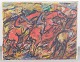 Holger Dall (1903–1986) , oil on canvas, listed Danish artist.Expressive composition ...