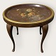 Small low tray table, metal tray with floral decoration, Dimensions: HxWxD 50cm x 58cm x 45cm ...