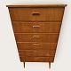 Chest of drawers in teak veneer with 6 drawers, Danish modern from the 1960s, Dimensions HxWxD ...