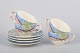 Gien "Savane", set of four coffee cups with matching saucers.Set of four faience coffee cups ...