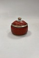 Dahl Jensen Crackle Bonbonniere/Lidded Jar No. 230/674. Decoration in red, white, green and ...