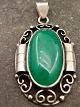 830 silver vintage pendant 4.8 x 3 cm. with green stone item no. 642583