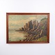Oil painting depicting a coastal landscape with rock formations and the sea. The painting was ...