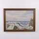 Oil painting on canvas depicting a rocky coast and rough sea. The painting is signed Vagn ...