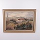 Oil painting on canvas depicting a hilly landscape with a farmhouse and fir trees. The painting ...
