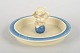 Royal Copenhagen dish with bear figure.Decorative stoneware dish with a blue geometric ...