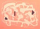 Robert Jacobsen, “Sjælebilleder”, screenprint, listed Danish artist.Abstract composition ...
