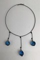 Bent Knudsen Sterling Silver Neckring with Pendants (Blue Glass Beads)Measures Halsring Diam ...