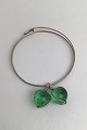 Bent Knudsen Sterling Silver Armring (Green Glass Beads)Measures inside Diam 6.5 cm (2.55 ...