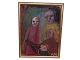 William Skotte Olsen (1945–2005). Oil on panel depicting an unusual subject: a melancholic and ...