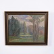 Painting on canvas depicting a landscape with trees. The artwork is presented in a decorative ...