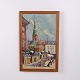Painting on canvas depicting a city scene with a church as a central element. The artwork is ...