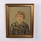 Painting on canvas depicting a girl. The artwork is presented in a decorative gilt frame and ...