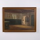 Oil painting on canvas depicting an interior scene. The artwork is presented in a decorative ...