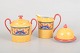 Laure Japy, three-piece set.Three-piece porcelain set comprising a lidded sugar bowl, ...