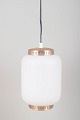 Bent Karlby for Lyfa, China pendant.Elegant pendant lamp in white opaline glass with brass ...