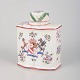 Samson, lidded tea caddy.Hexagonal hand-painted porcelain tea caddy with lid, decorated in a ...